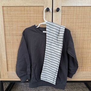 H&M Kids Black Crewneck Set with Striped Leggings